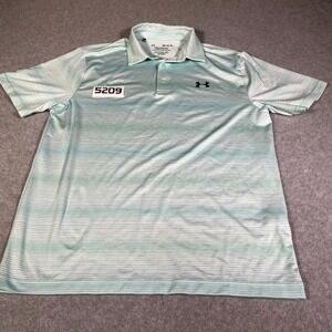Under Armour Heatgear the Playoff Polo Shirt Mens Medium Blue White Striped